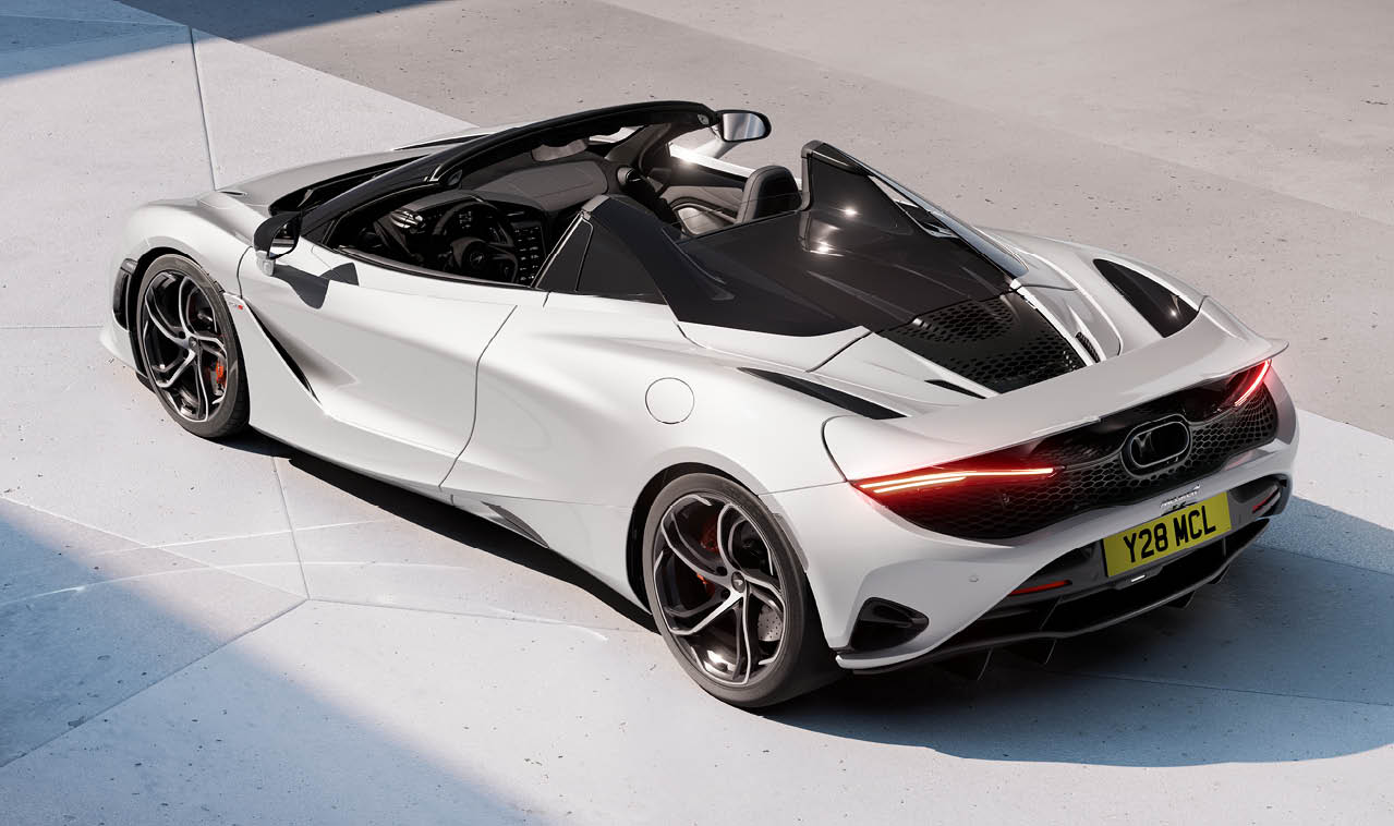 Exterior rear profile of the Mclaren 750S Spider