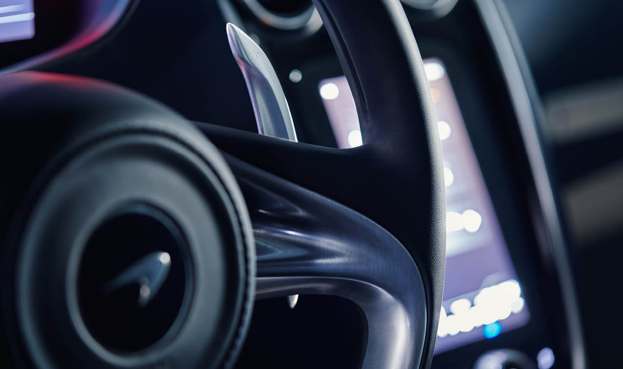 Steering wheel and infotainment console design