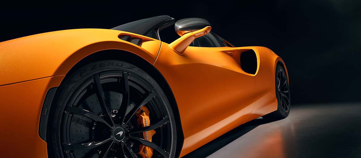 bottom up view of well designed sports car in studio