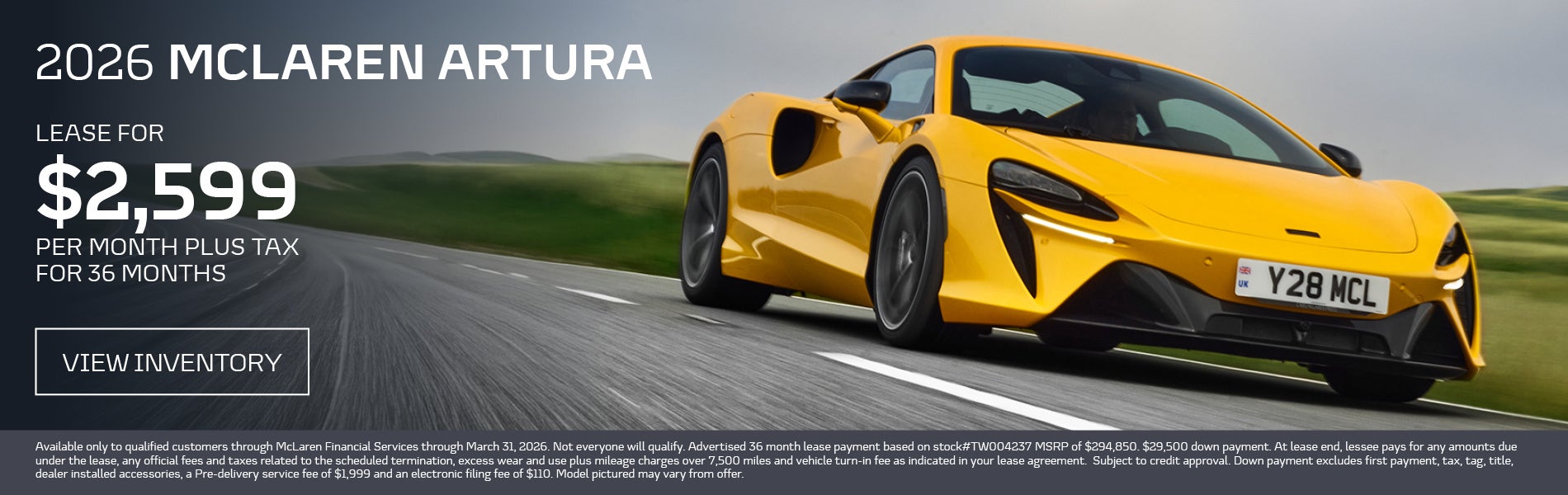2026 mclaren artura lease offer