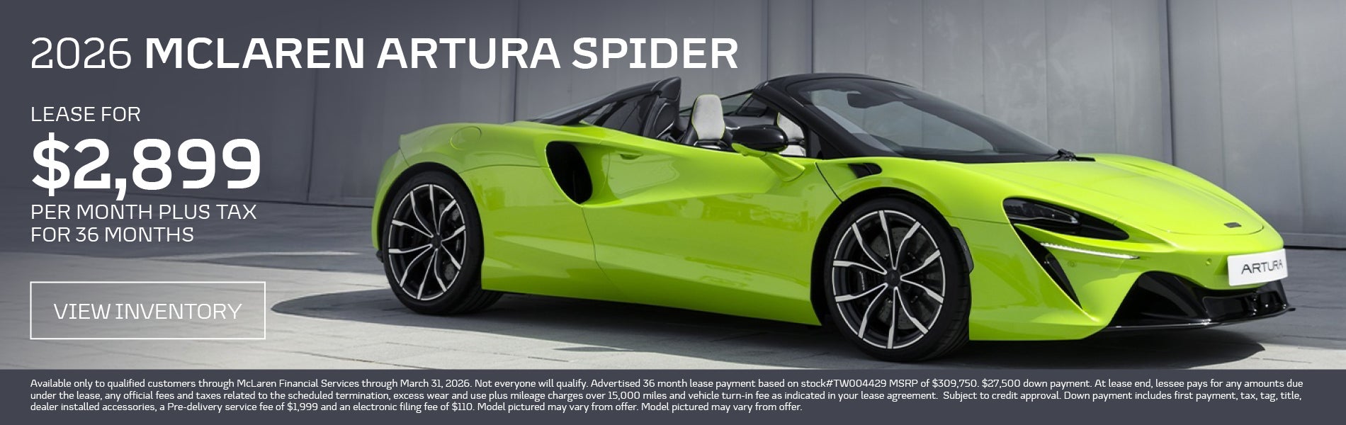 2026 mclaren artura spider offer